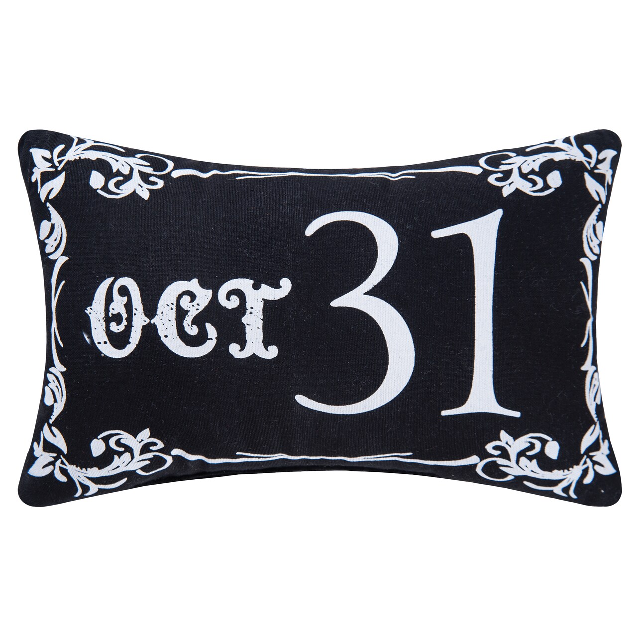 Gothic Script "Oct 31" Halloween Small Petite Accent Pillow 8" x 12"